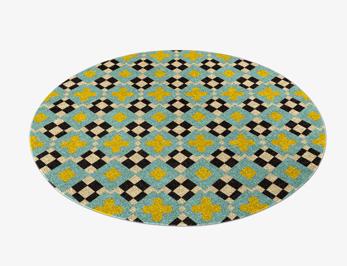 Plus Geometric Round Flatweave New Zealand Wool Custom Rug by Rug Artisan