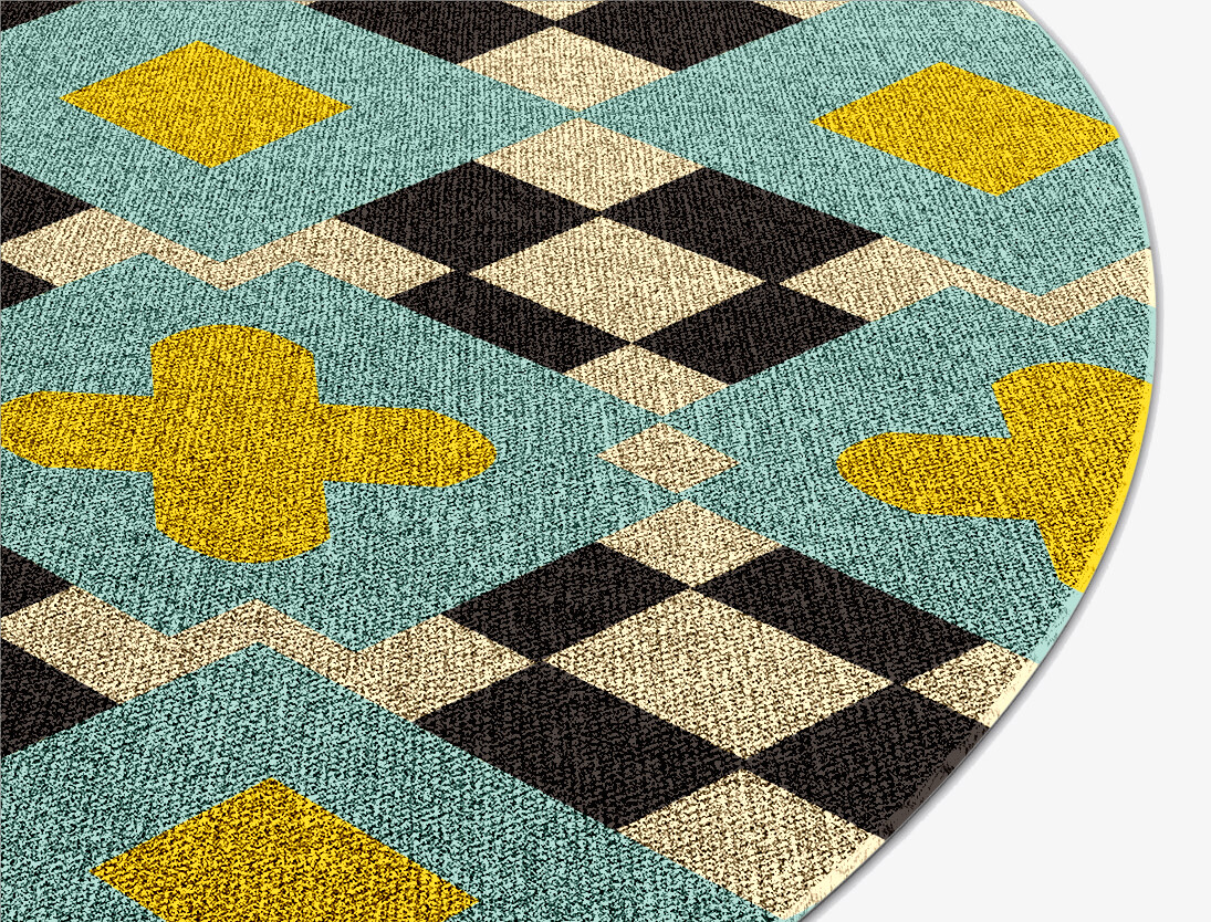 Plus Geometric Round Flatweave New Zealand Wool Custom Rug by Rug Artisan