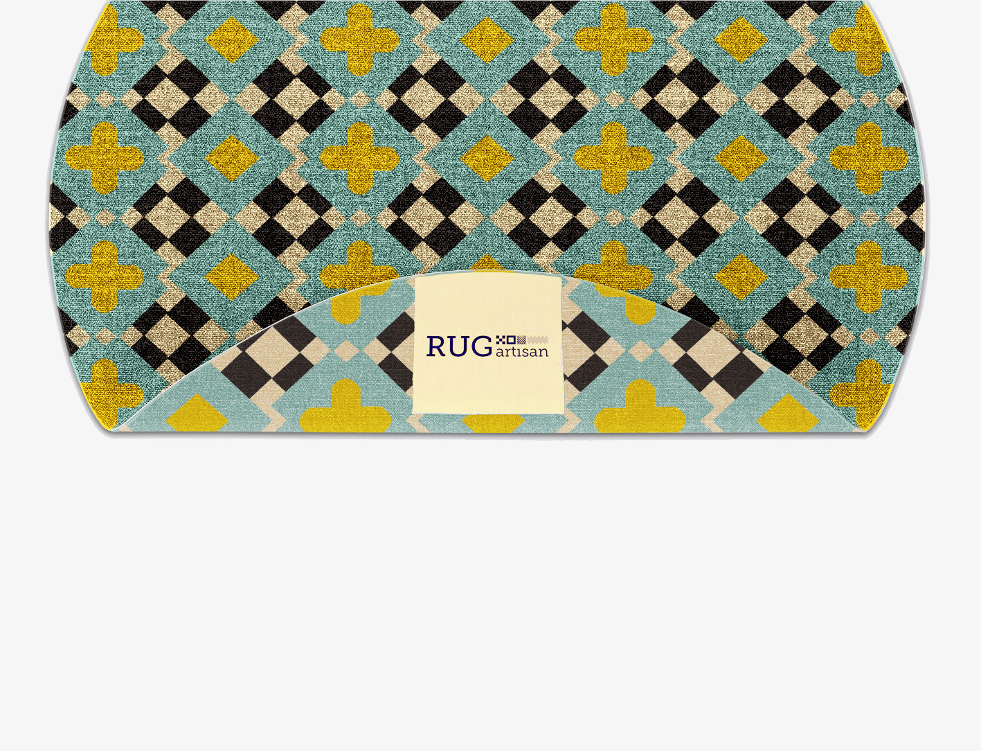 Plus Geometric Round Flatweave New Zealand Wool Custom Rug by Rug Artisan