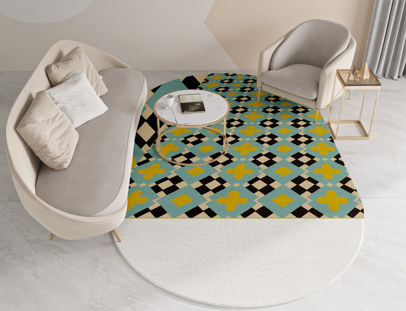Plus Geometric Capsule Hand Knotted Tibetan Wool Custom Rug by Rug Artisan
