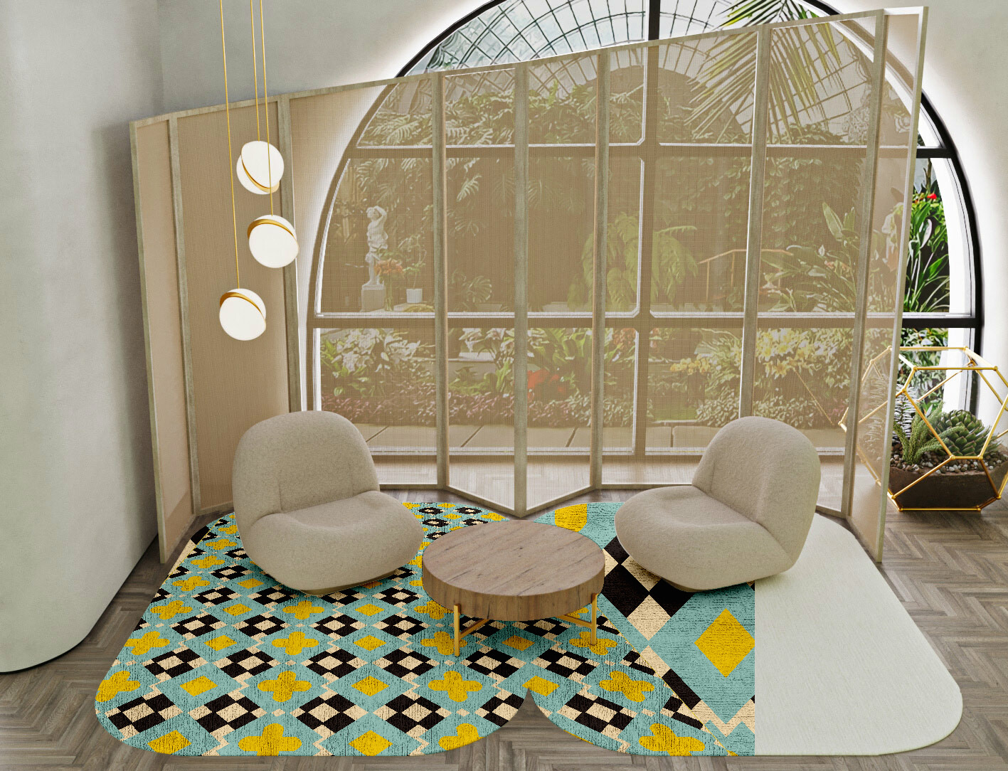 Plus Geometric Eight Hand Knotted Bamboo Silk Custom Rug by Rug Artisan