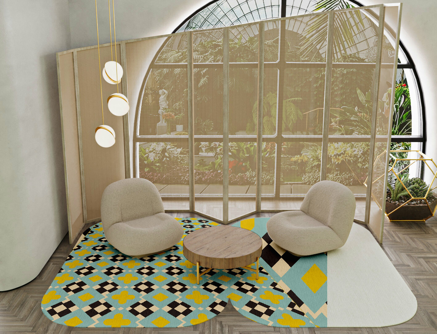 Plus Geometric Eight Hand Knotted Tibetan Wool Custom Rug by Rug Artisan