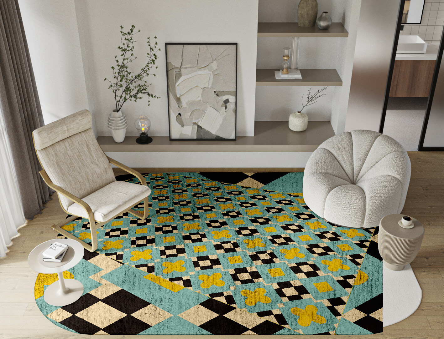 Plus Geometric Oblong Hand Knotted Bamboo Silk Custom Rug by Rug Artisan
