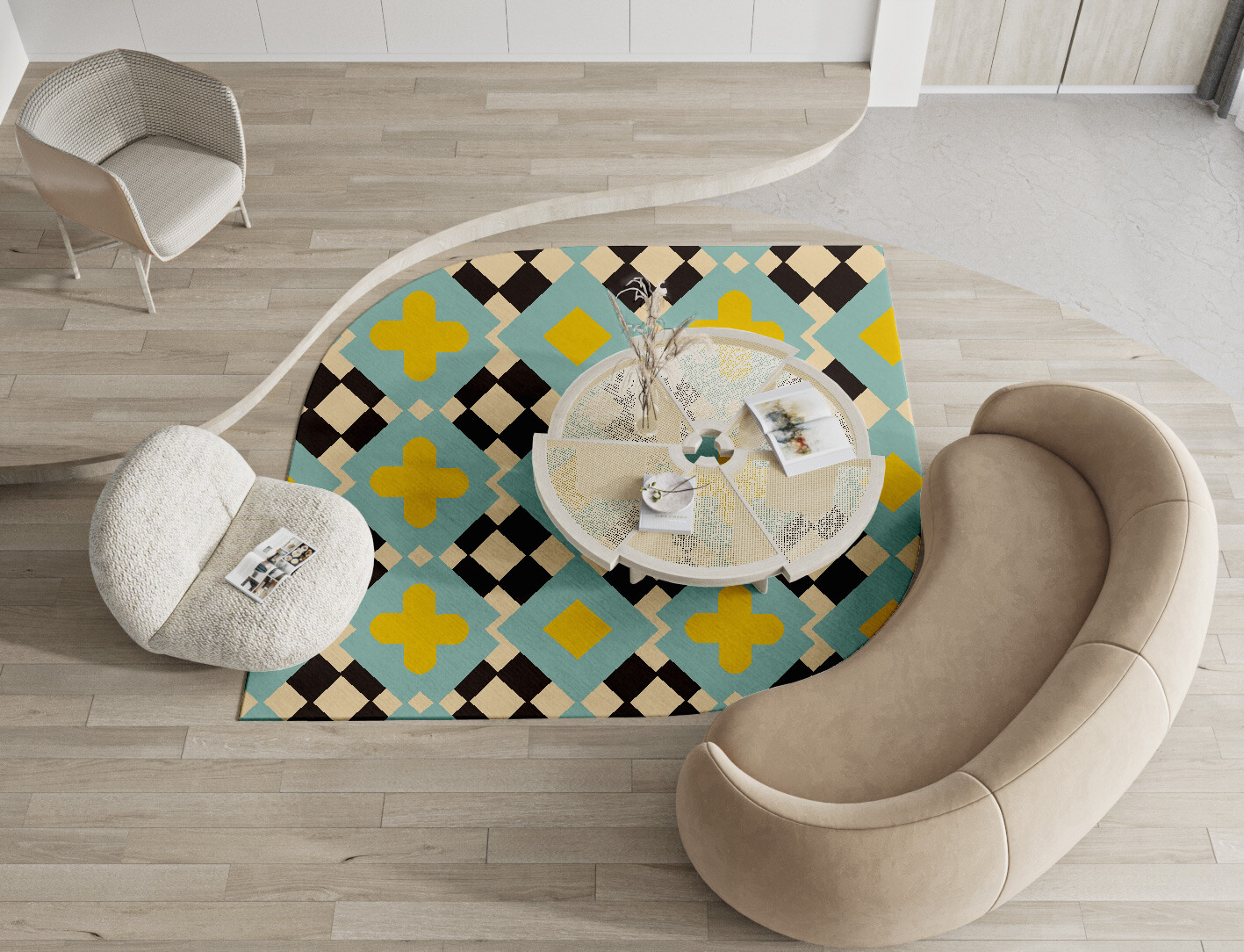Plus Geometric Ogee Hand Knotted Tibetan Wool Custom Rug by Rug Artisan