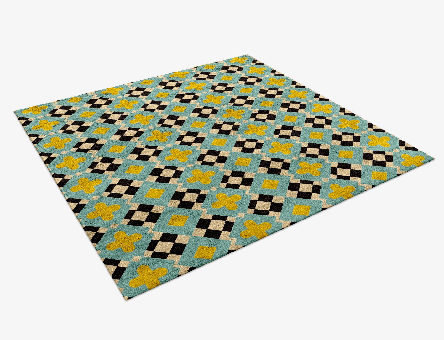 Plus Geometric Square Hand Knotted Bamboo Silk Custom Rug by Rug Artisan
