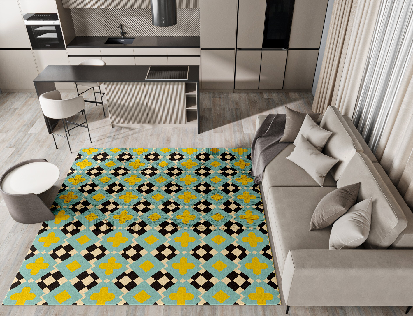 Plus Geometric Square Hand Knotted Bamboo Silk Custom Rug by Rug Artisan