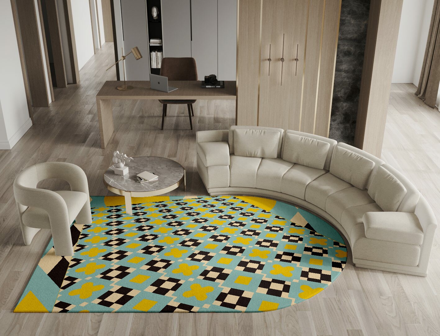 Plus Geometric Arch Hand Tufted Pure Wool Custom Rug by Rug Artisan