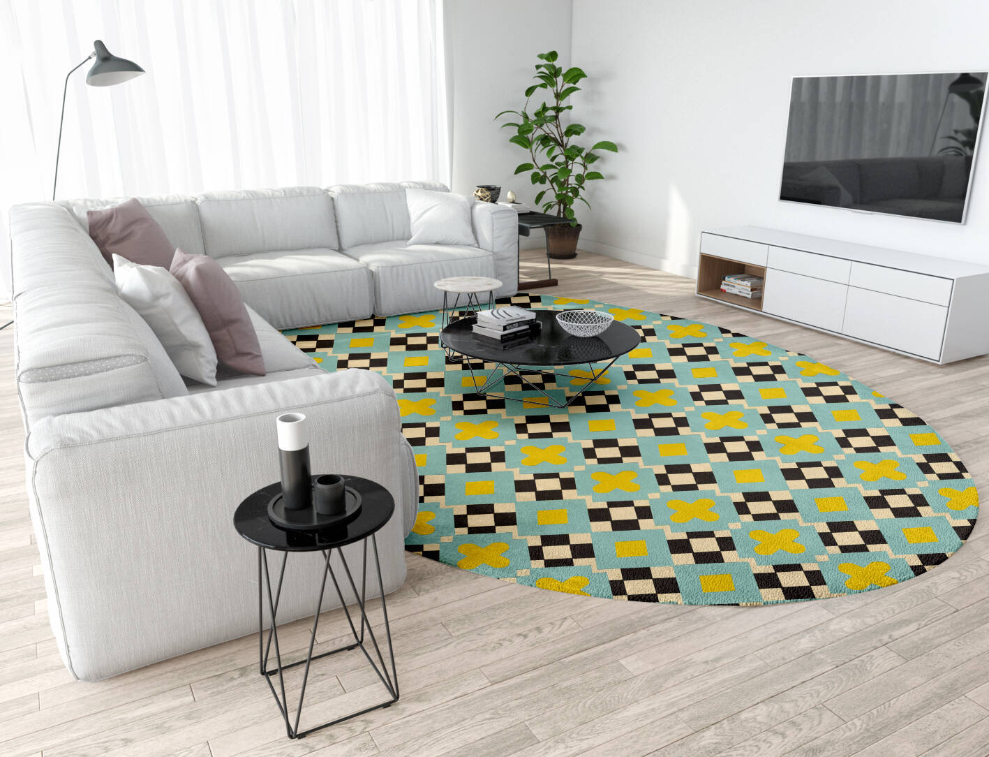 Plus Geometric Oval Hand Tufted Pure Wool Custom Rug by Rug Artisan