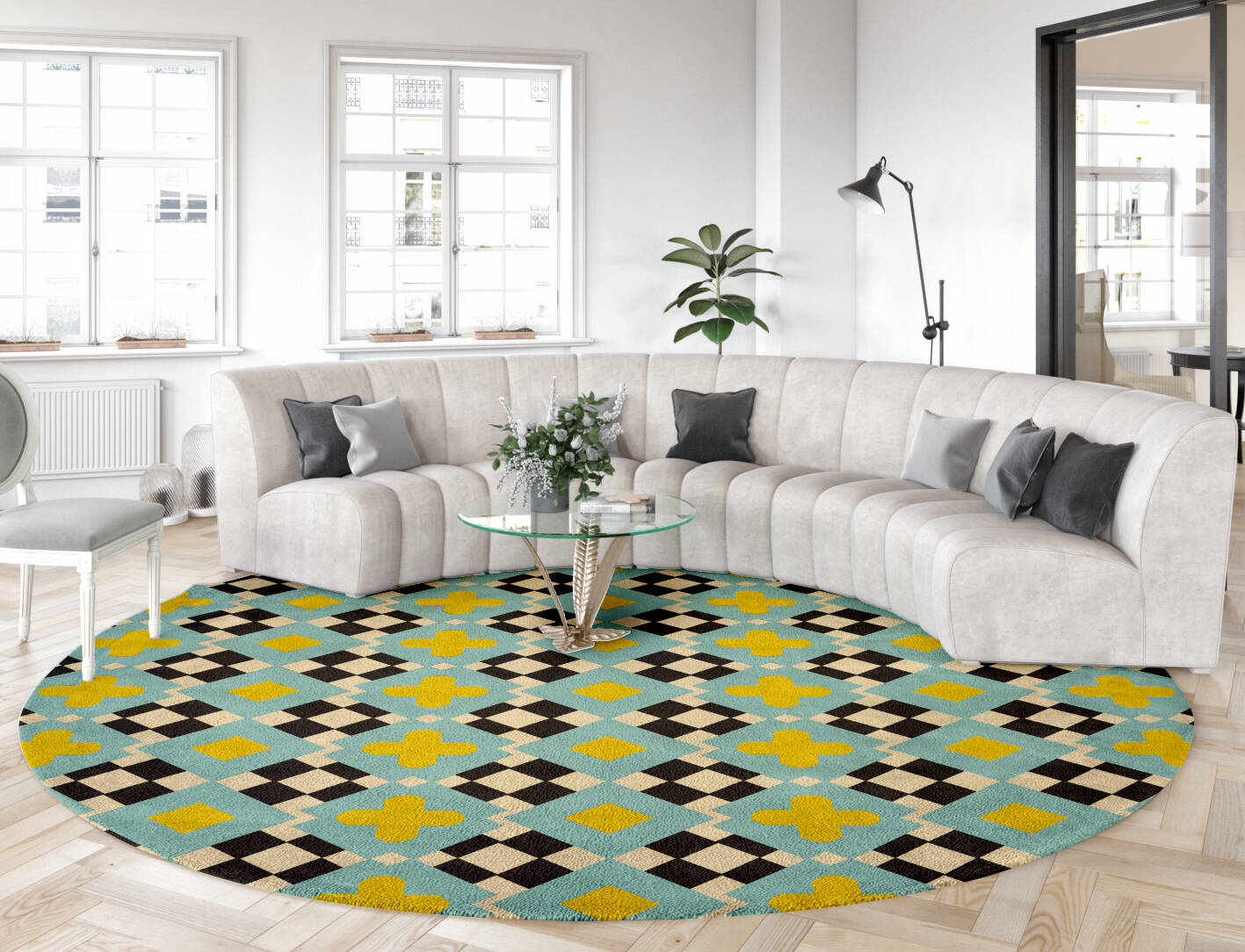 Plus Geometric Round Hand Tufted Pure Wool Custom Rug by Rug Artisan