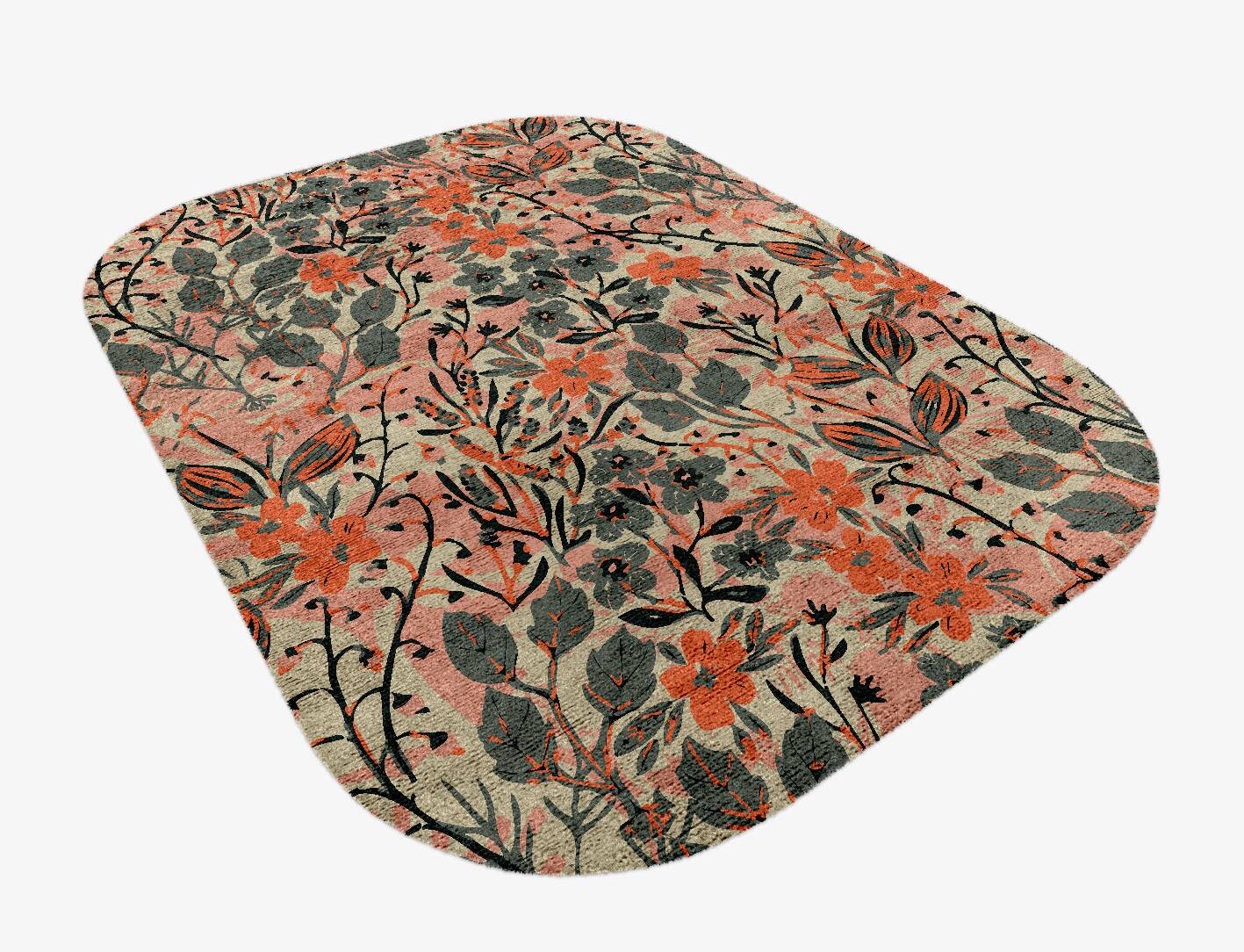Poinsettia Floral Oblong Hand Knotted Bamboo Silk Custom Rug by Rug Artisan
