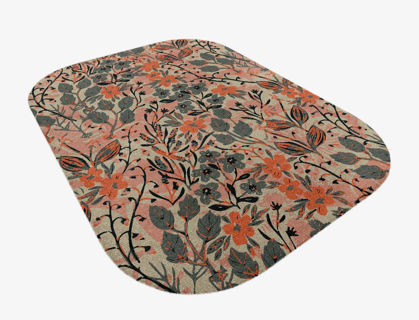 Poinsettia Floral Oblong Hand Knotted Tibetan Wool Custom Rug by Rug Artisan