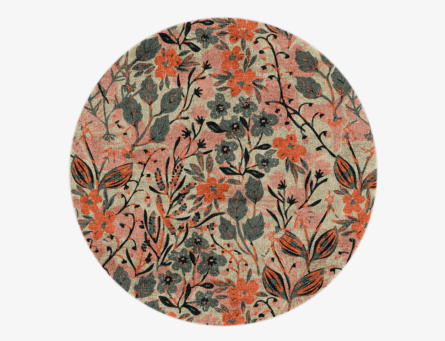 Poinsettia Floral Round Hand Knotted Bamboo Silk Custom Rug by Rug Artisan