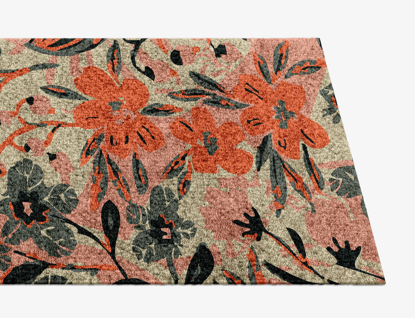 Poinsettia Floral Runner Hand Knotted Bamboo Silk Custom Rug by Rug Artisan