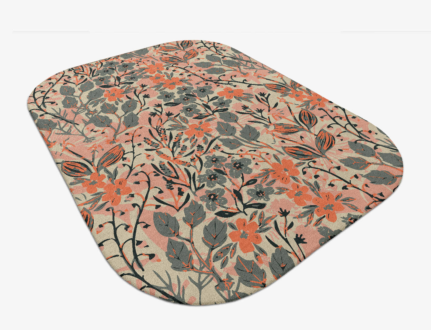 Poinsettia Floral Oblong Hand Tufted Pure Wool Custom Rug by Rug Artisan