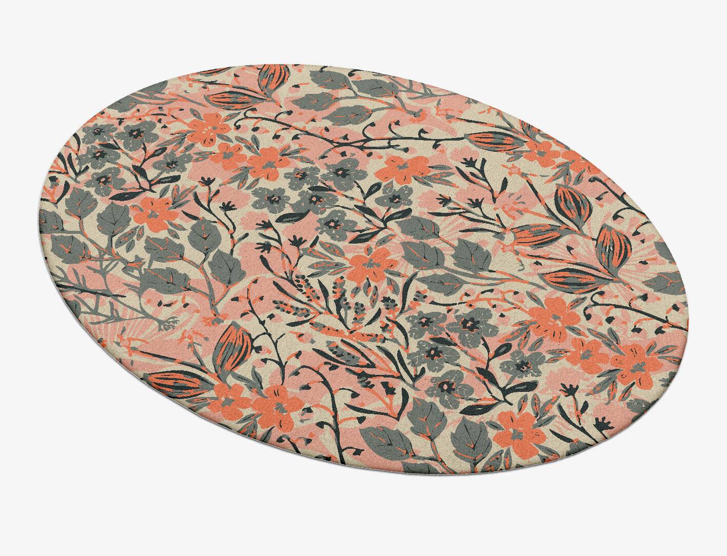 Poinsettia Floral Oval Hand Tufted Pure Wool Custom Rug by Rug Artisan