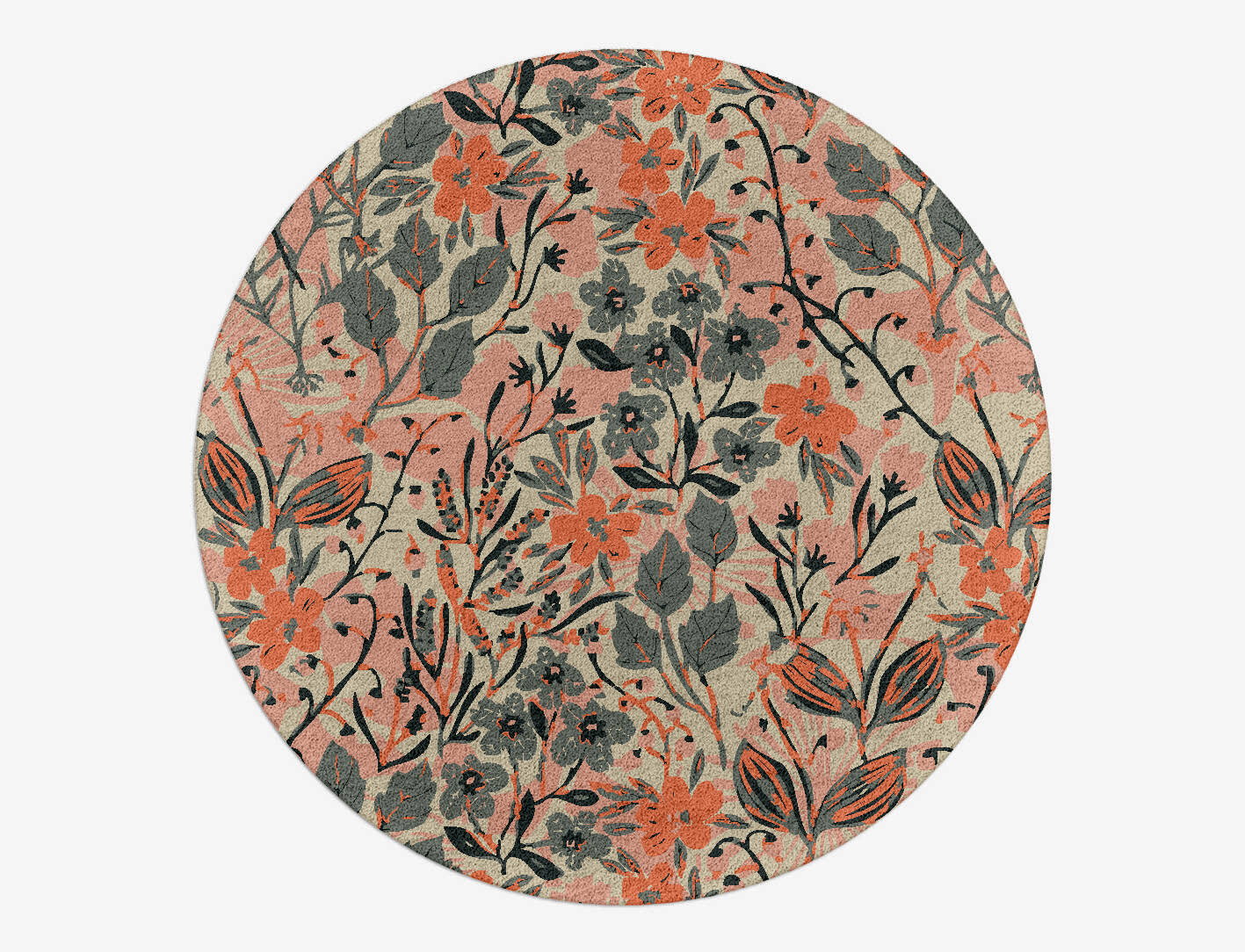 Poinsettia Floral Round Hand Tufted Pure Wool Custom Rug by Rug Artisan