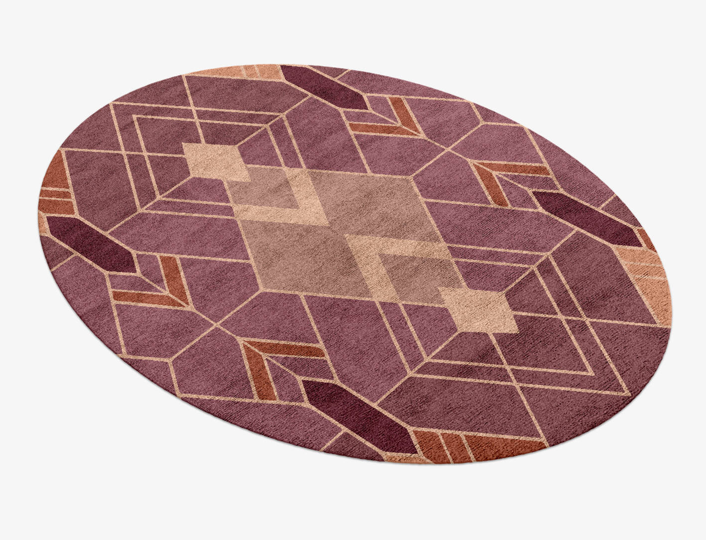 Polygons Modern Geometrics Oval Hand Knotted Bamboo Silk Custom Rug by Rug Artisan