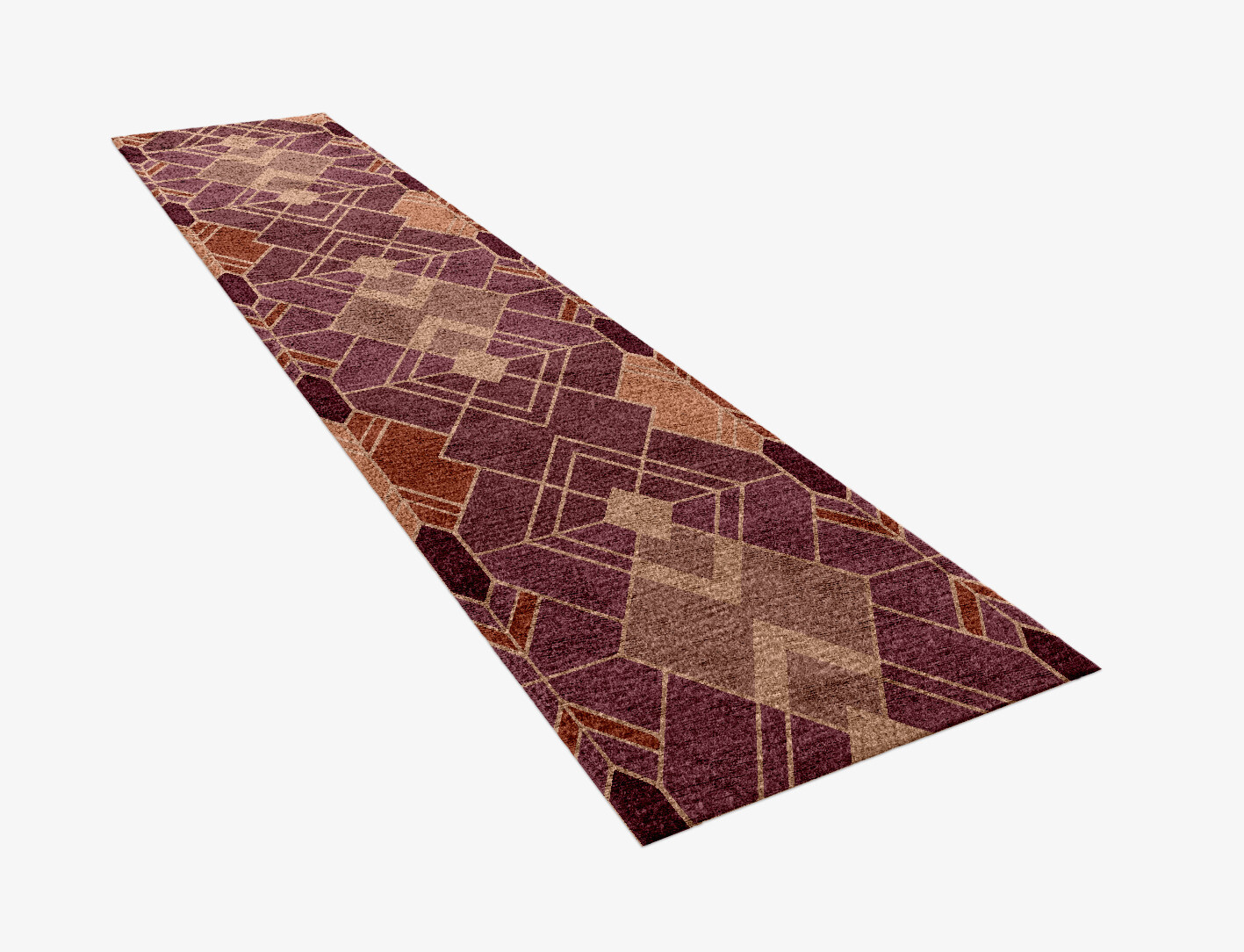 Polygons Geometric Runner Hand Knotted Bamboo Silk Custom Rug by Rug Artisan