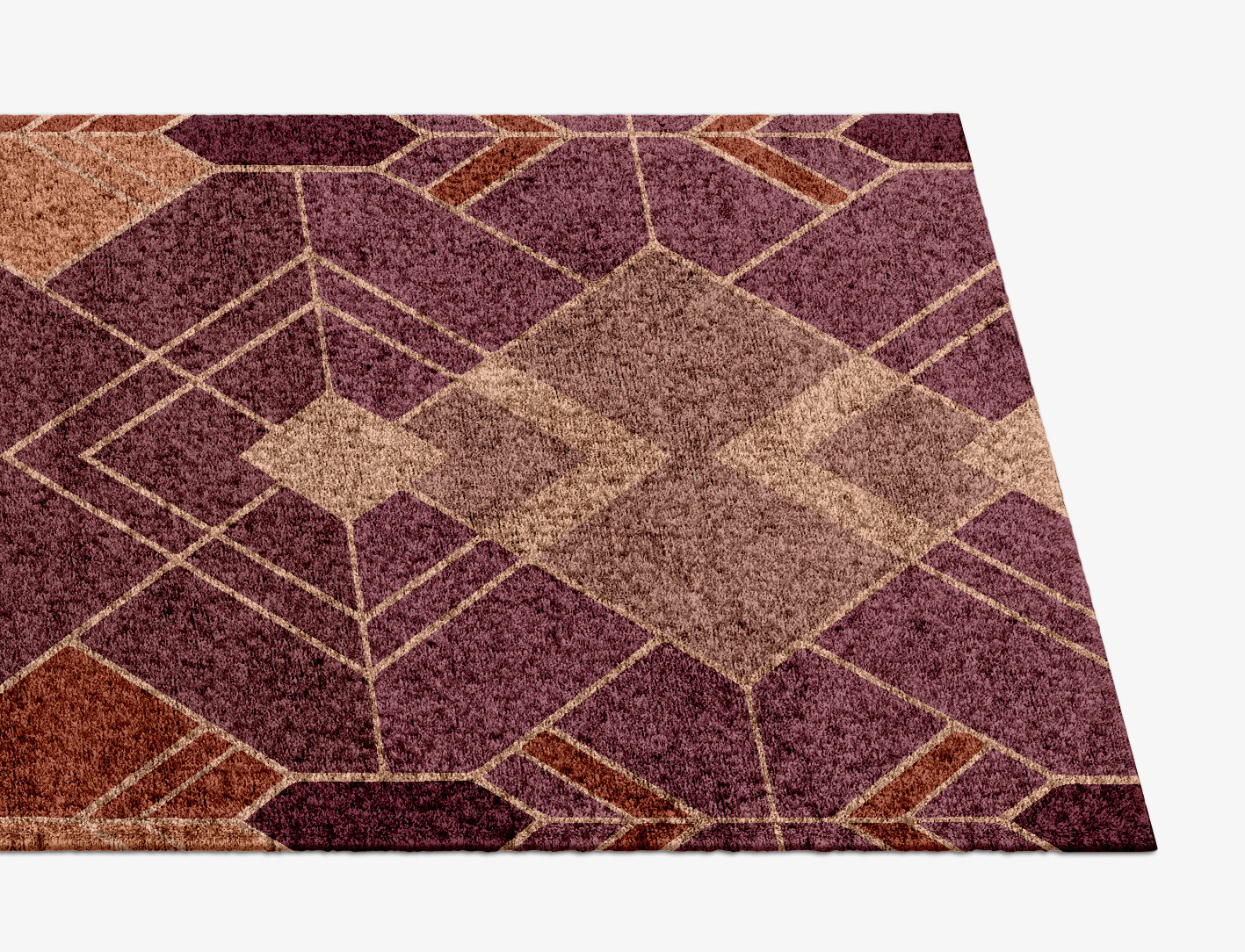 Polygons Geometric Runner Hand Knotted Bamboo Silk Custom Rug by Rug Artisan