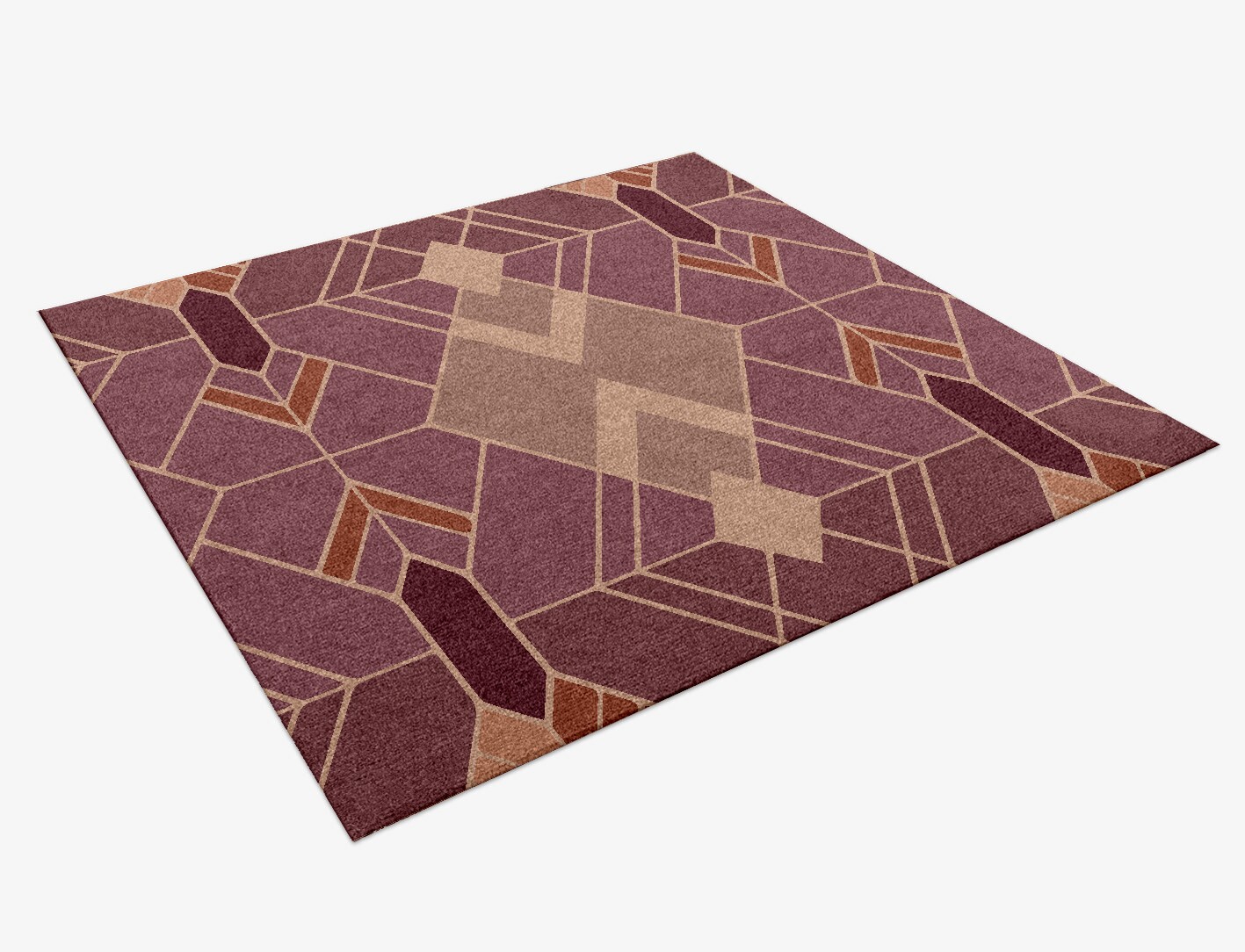 Polygons Geometric Square Hand Knotted Tibetan Wool Custom Rug by Rug Artisan
