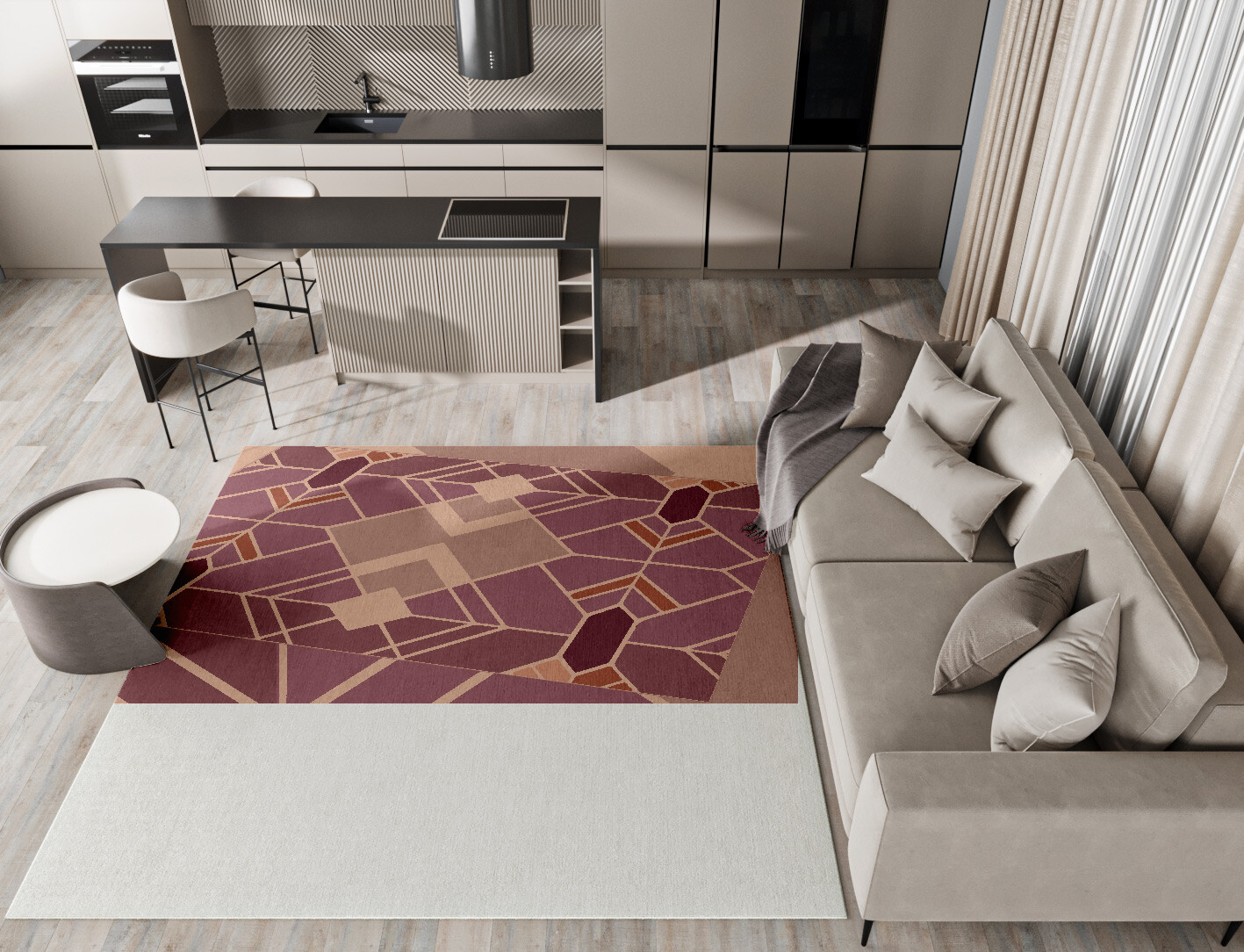Polygons Geometric Square Hand Knotted Tibetan Wool Custom Rug by Rug Artisan