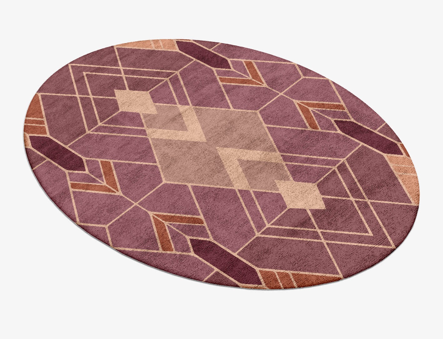 Polygons Geometric Oval Hand Tufted Bamboo Silk Custom Rug by Rug Artisan