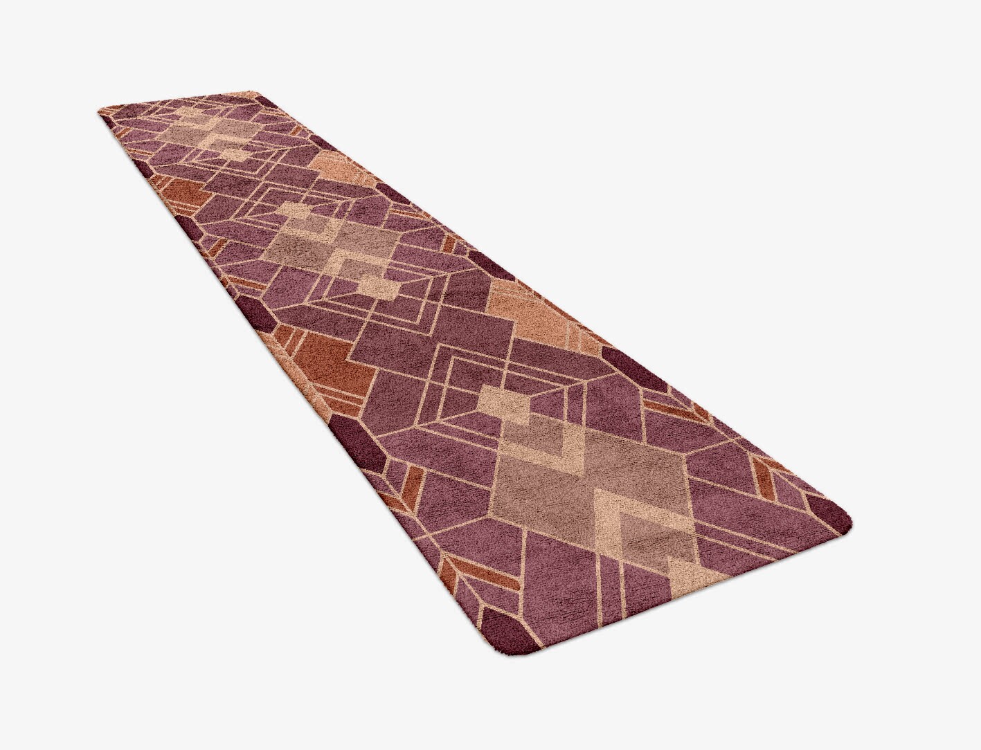 Polygons Geometric Runner Hand Tufted Bamboo Silk Custom Rug by Rug Artisan