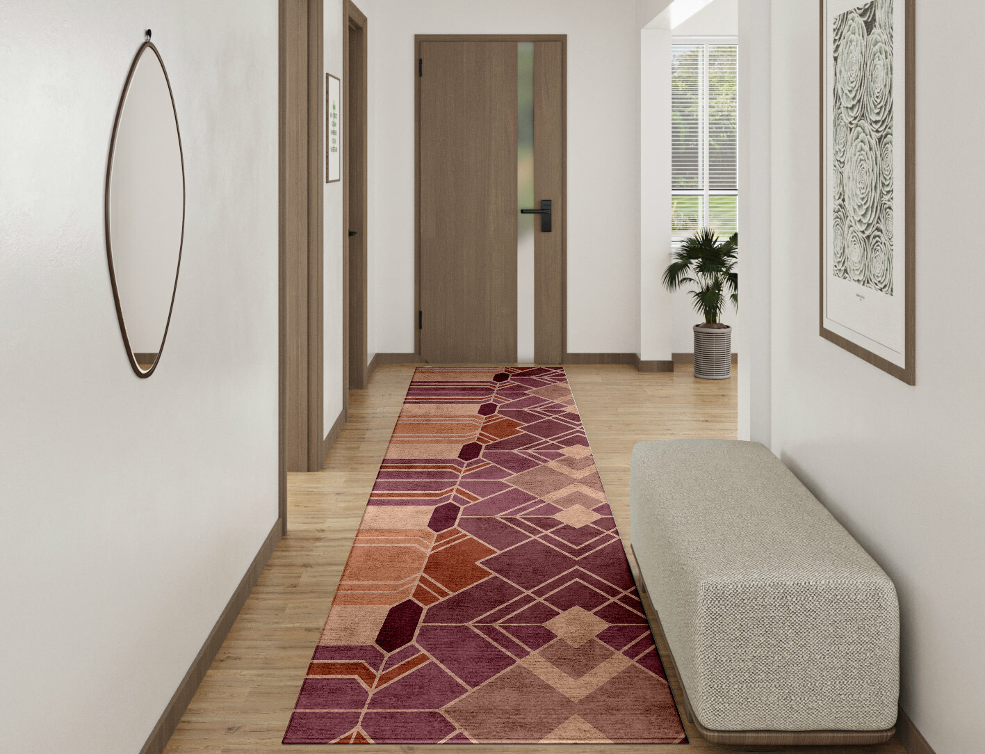 Polygons Geometric Runner Hand Tufted Bamboo Silk Custom Rug by Rug Artisan