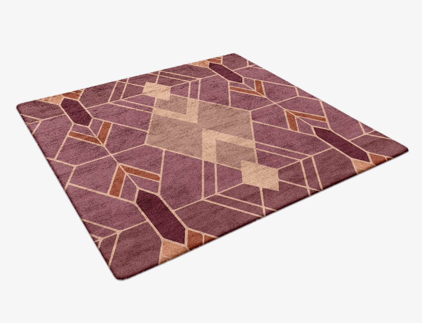 Polygons Modern Geometrics Square Hand Tufted Bamboo Silk Custom Rug by Rug Artisan