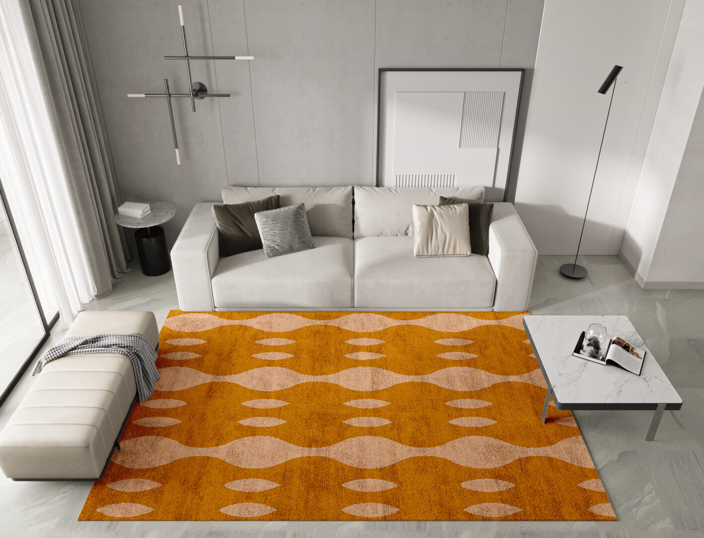 Polymer Geometric Rectangle Hand Tufted Bamboo Silk Custom Rug by Rug Artisan