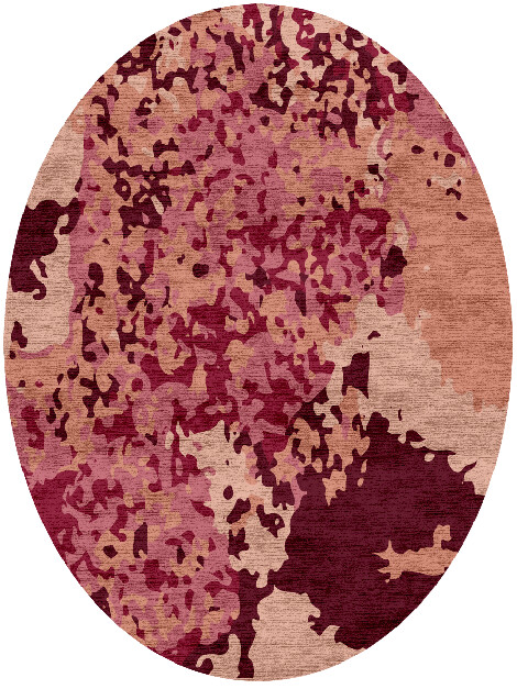 Pomegranate Surface Art Oval Hand Knotted Bamboo Silk Custom Rug by Rug Artisan