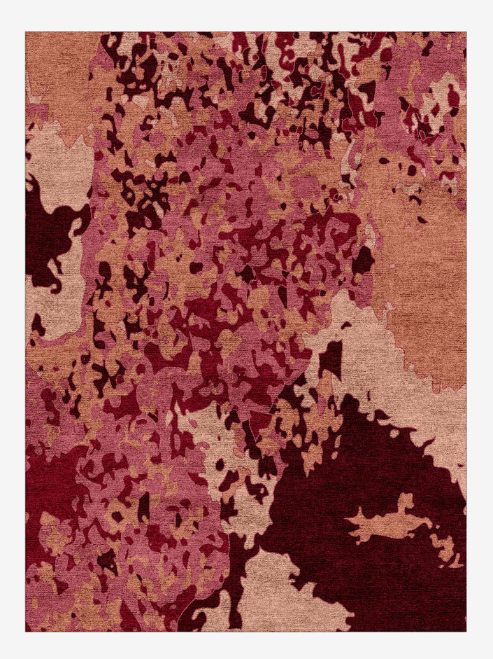 Pomegranate Surface Art Rectangle Hand Knotted Bamboo Silk Custom Rug by Rug Artisan