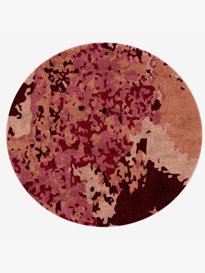 Pomegranate Surface Art Round Hand Knotted Bamboo Silk Custom Rug by Rug Artisan