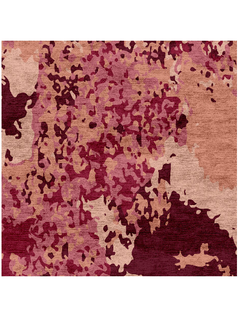 Pomegranate Surface Art Square Hand Knotted Bamboo Silk Custom Rug by Rug Artisan