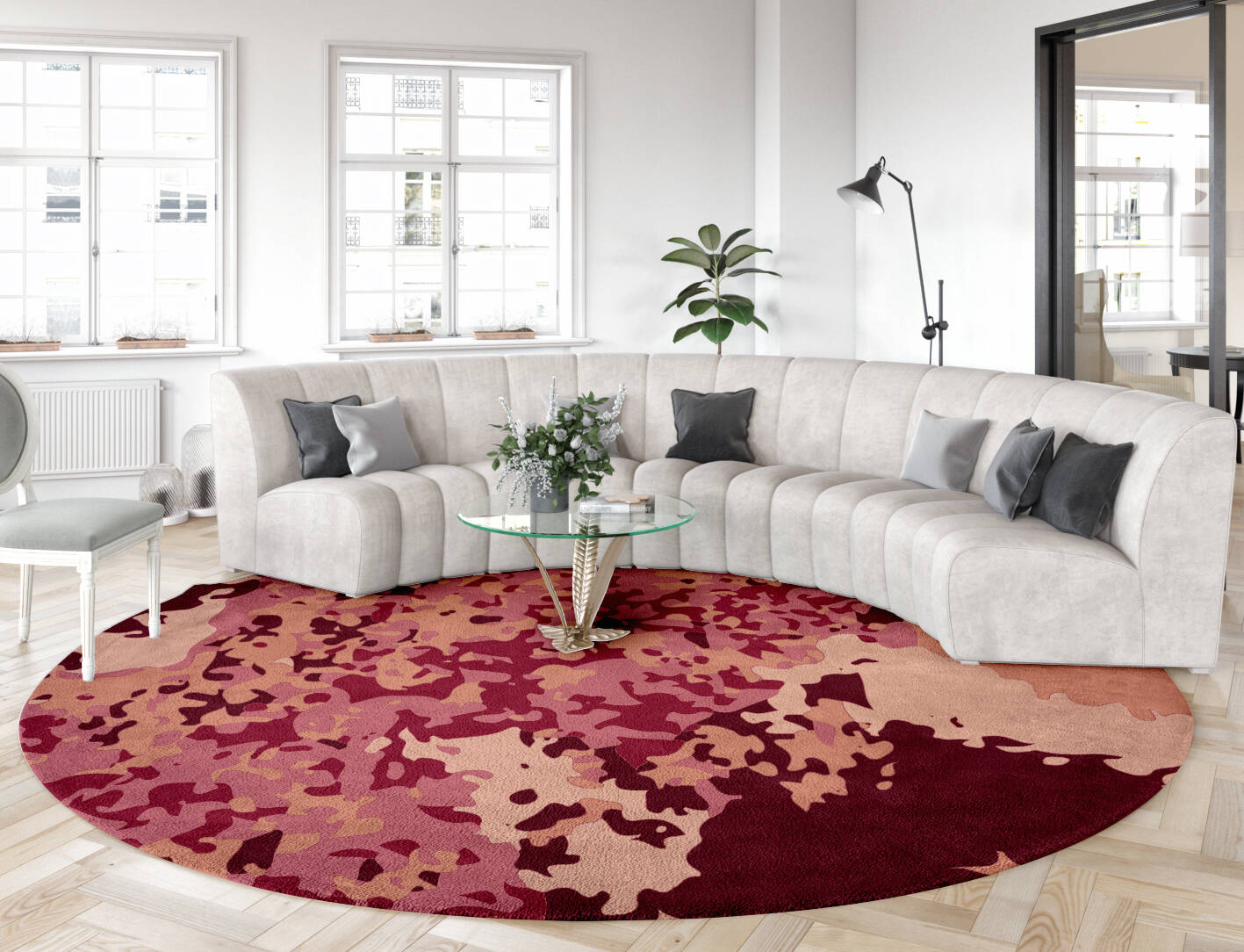 Pomegranate Surface Art Round Hand Tufted Pure Wool Custom Rug by Rug Artisan