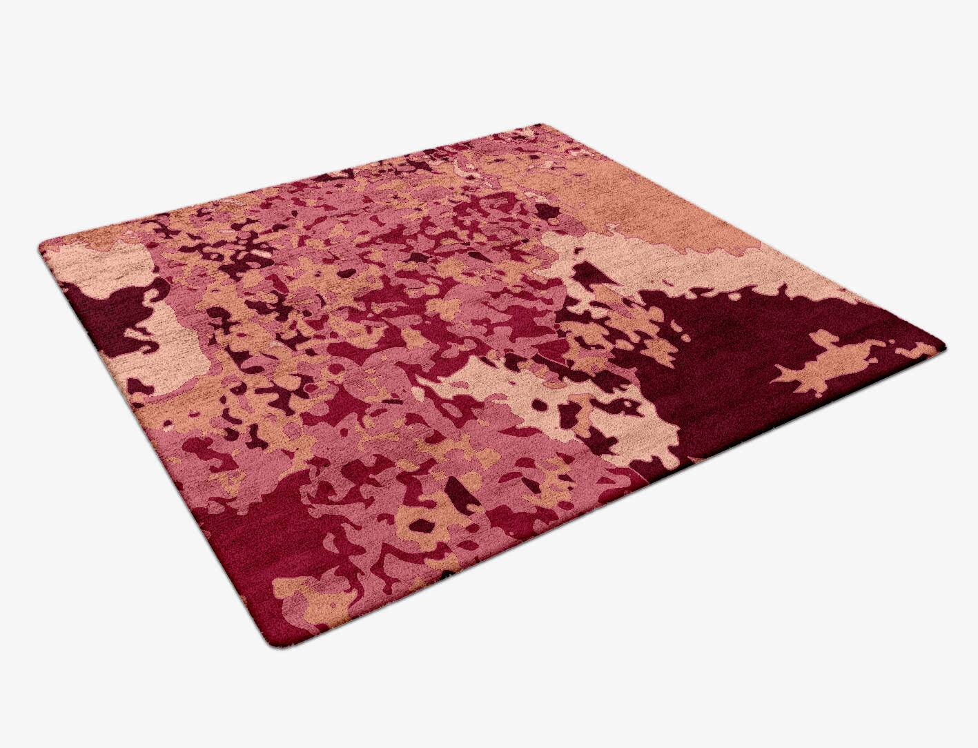 Pomegranate Surface Art Square Hand Tufted Bamboo Silk Custom Rug by Rug Artisan