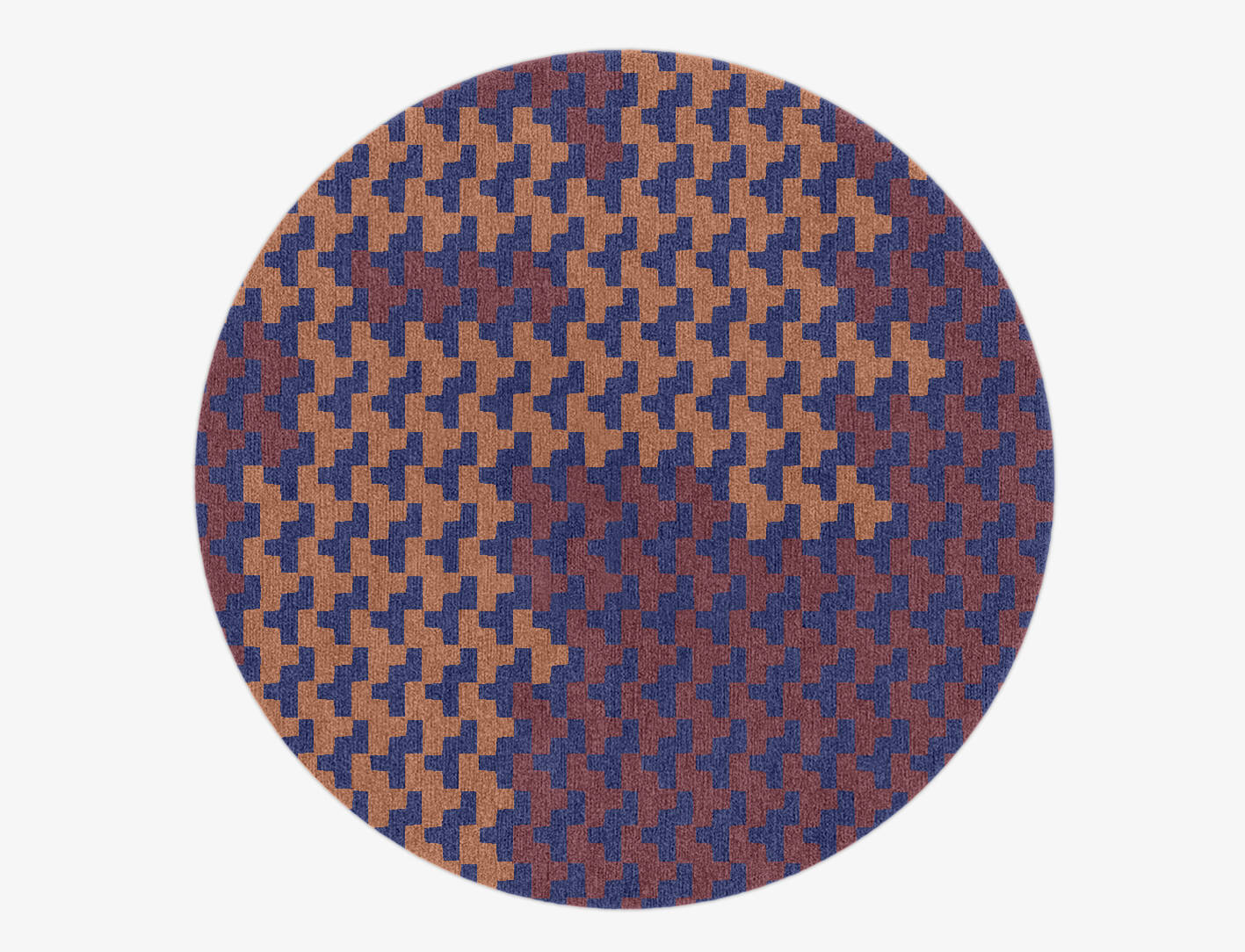 Population Modern Geometrics Round Hand Knotted Tibetan Wool Custom Rug by Rug Artisan