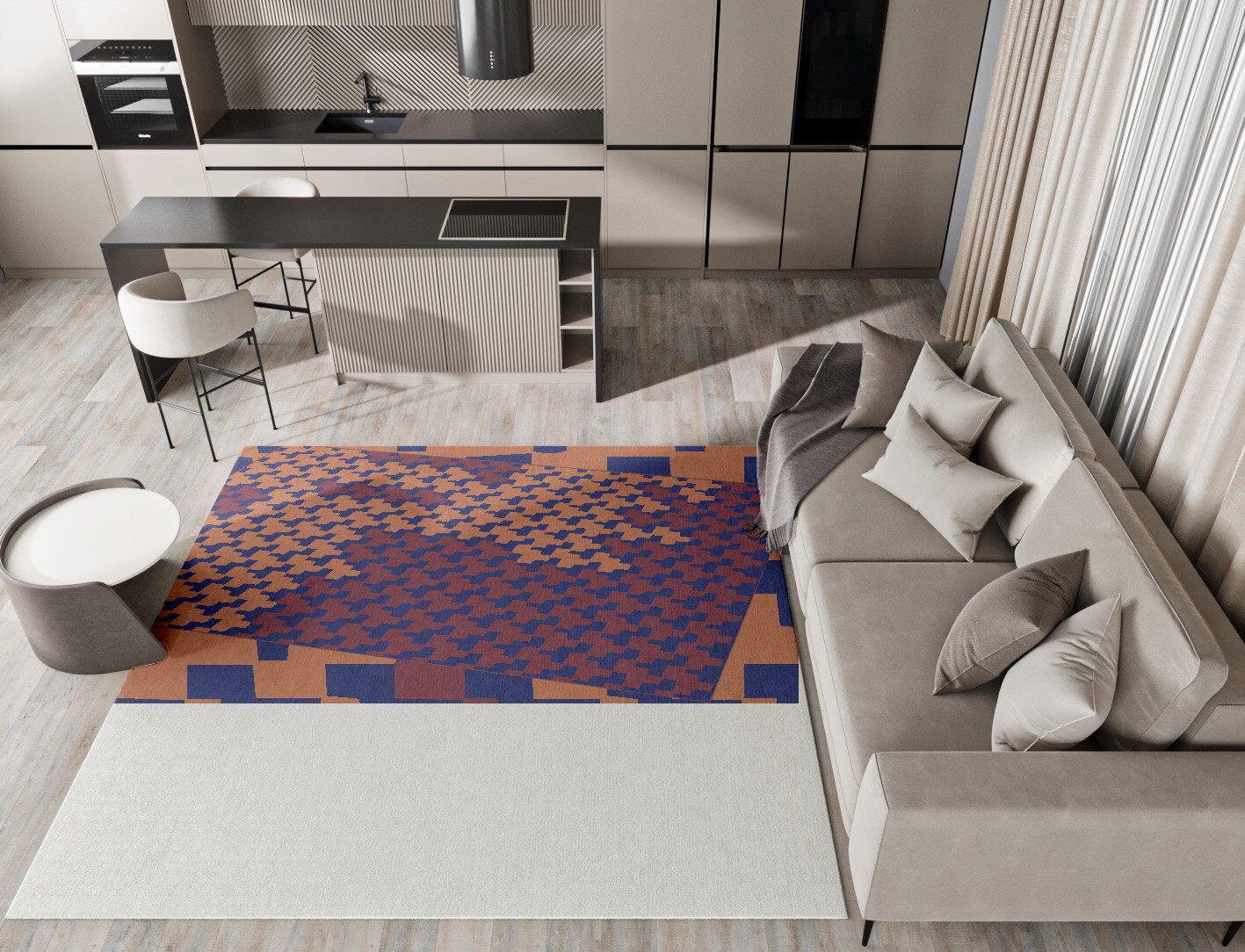 Population Geometric Square Hand Knotted Tibetan Wool Custom Rug by Rug Artisan
