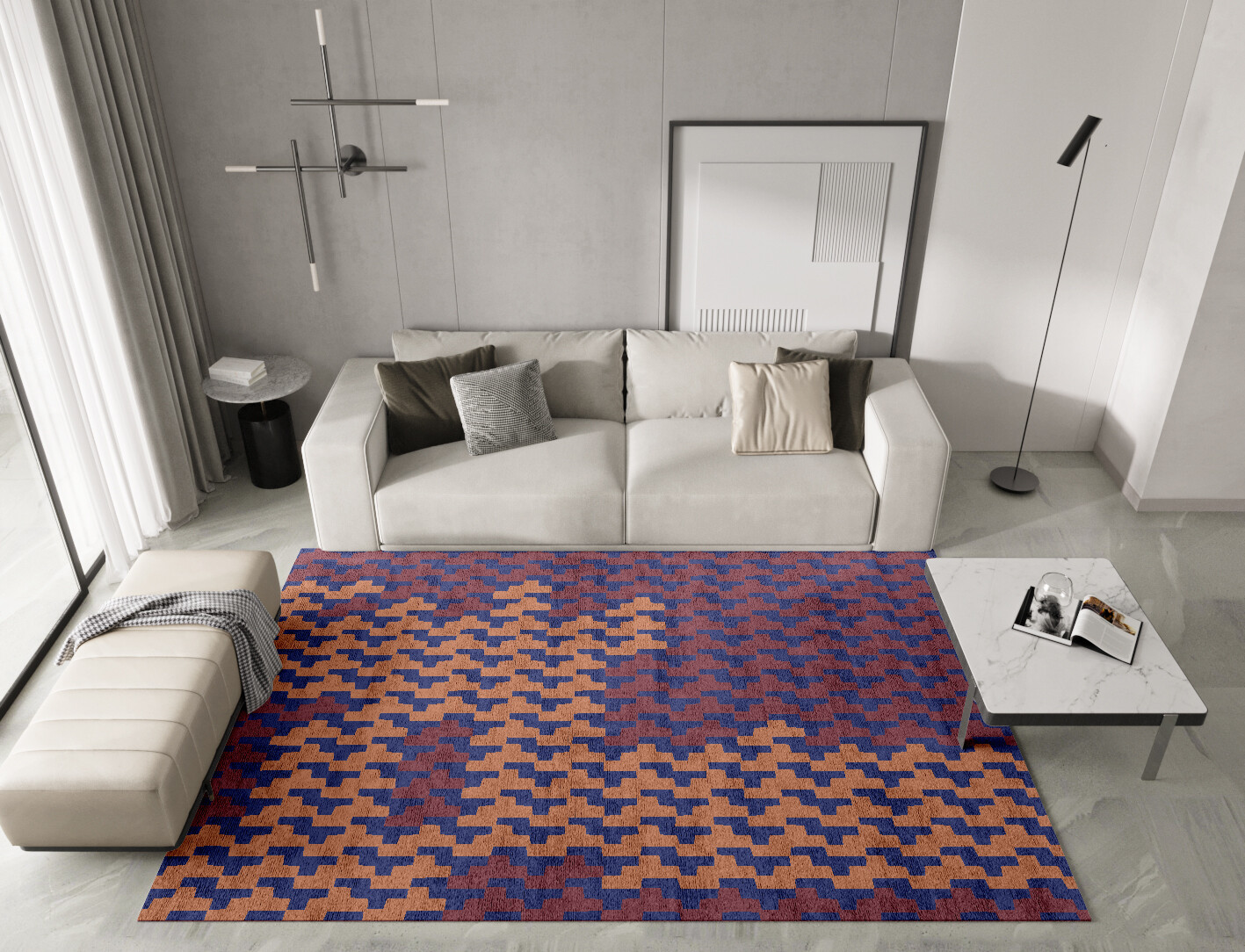 Population Geometric Rectangle Hand Tufted Bamboo Silk Custom Rug by Rug Artisan