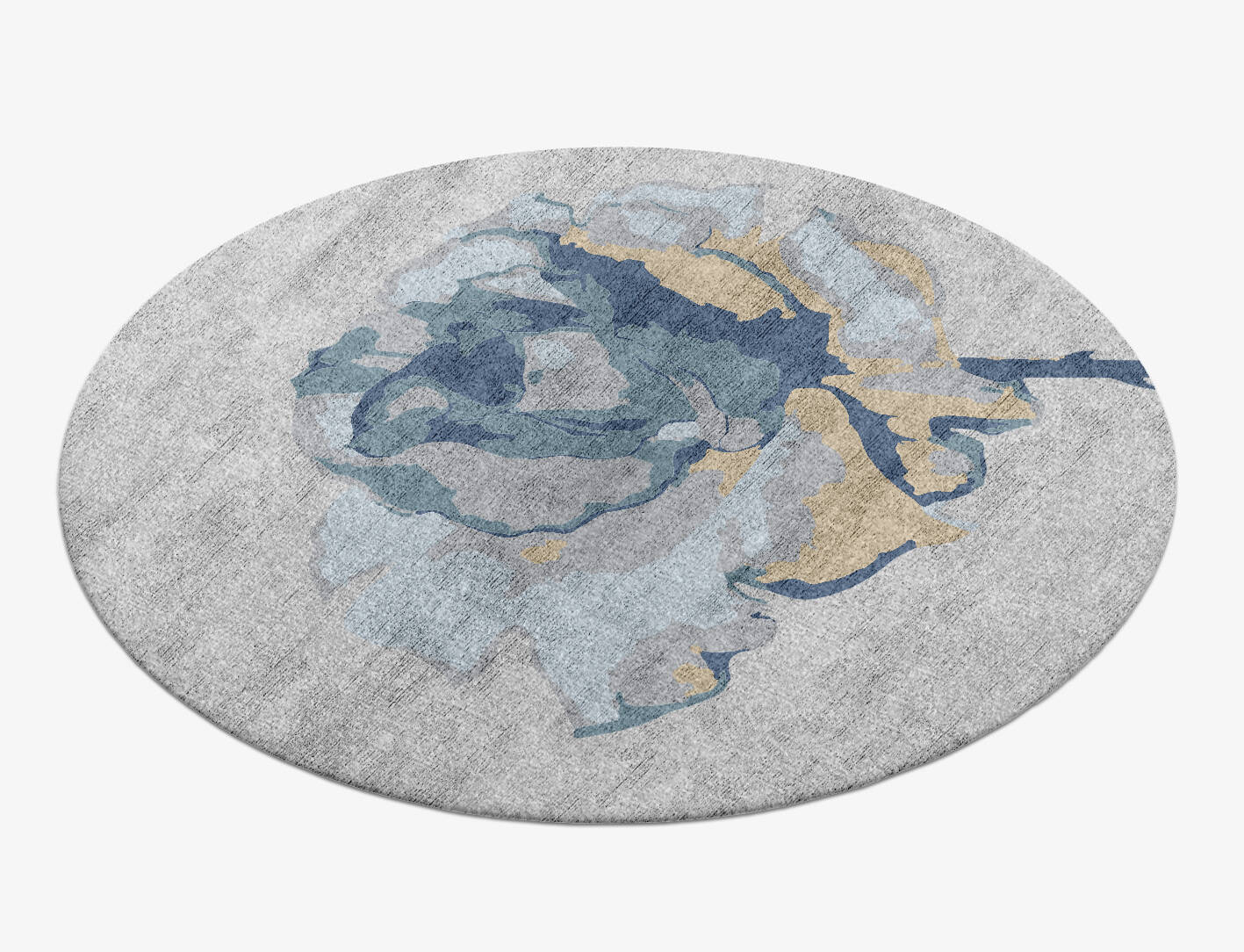 Posy Cerulean Round Hand Knotted Bamboo Silk Custom Rug by Rug Artisan