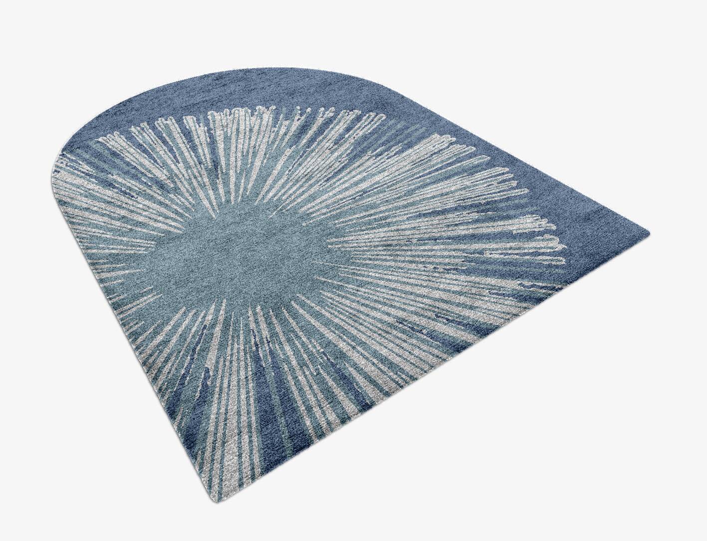 Pour Cerulean Arch Hand Knotted Bamboo Silk Custom Rug by Rug Artisan