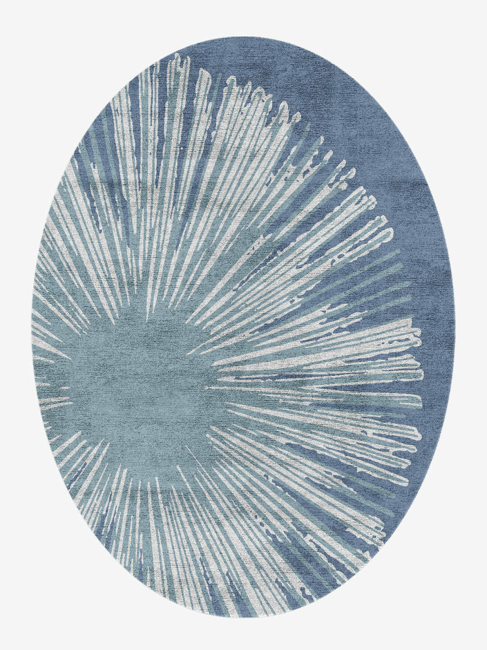 Pour Cerulean Oval Hand Knotted Bamboo Silk Custom Rug by Rug Artisan