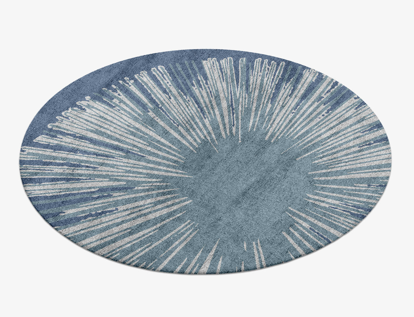 Pour Cerulean Round Hand Knotted Bamboo Silk Custom Rug by Rug Artisan