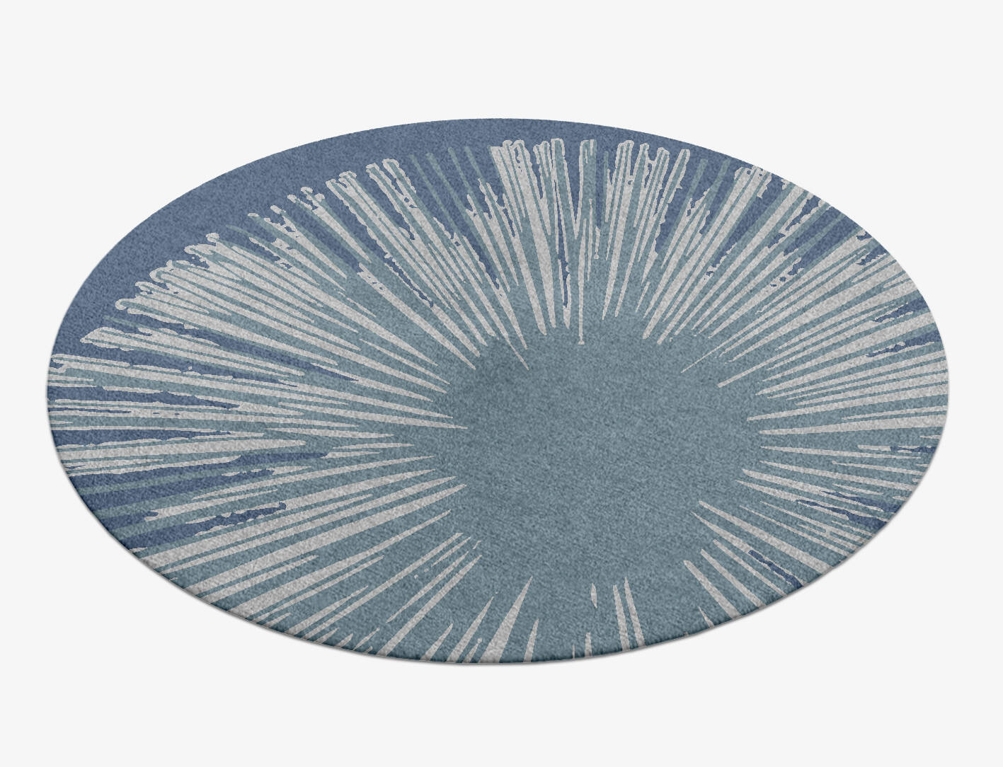 Pour Cerulean Round Hand Knotted Tibetan Wool Custom Rug by Rug Artisan