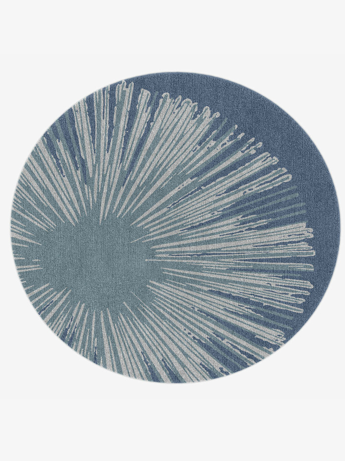 Pour Cerulean Round Hand Knotted Tibetan Wool Custom Rug by Rug Artisan