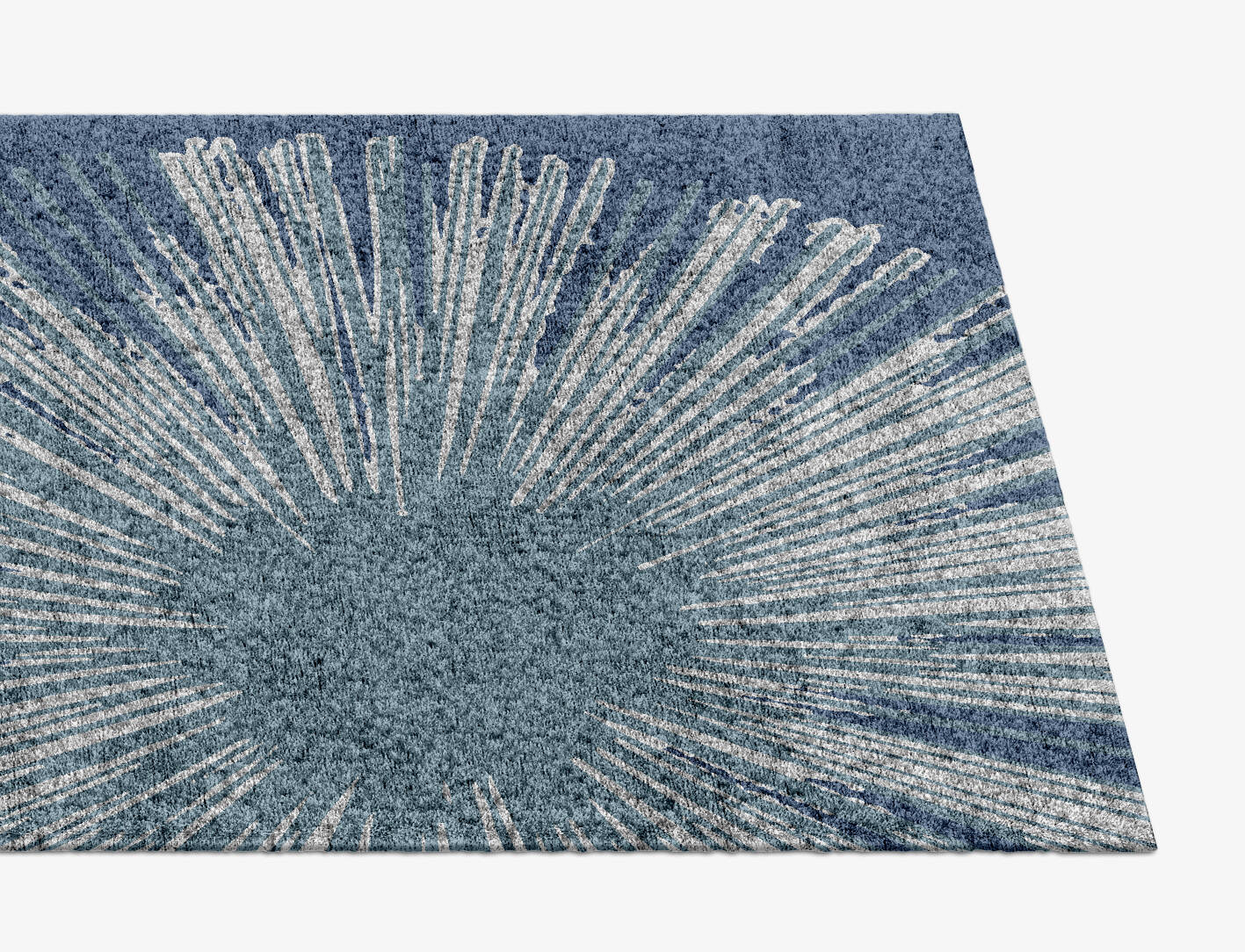 Pour Cerulean Runner Hand Knotted Bamboo Silk Custom Rug by Rug Artisan