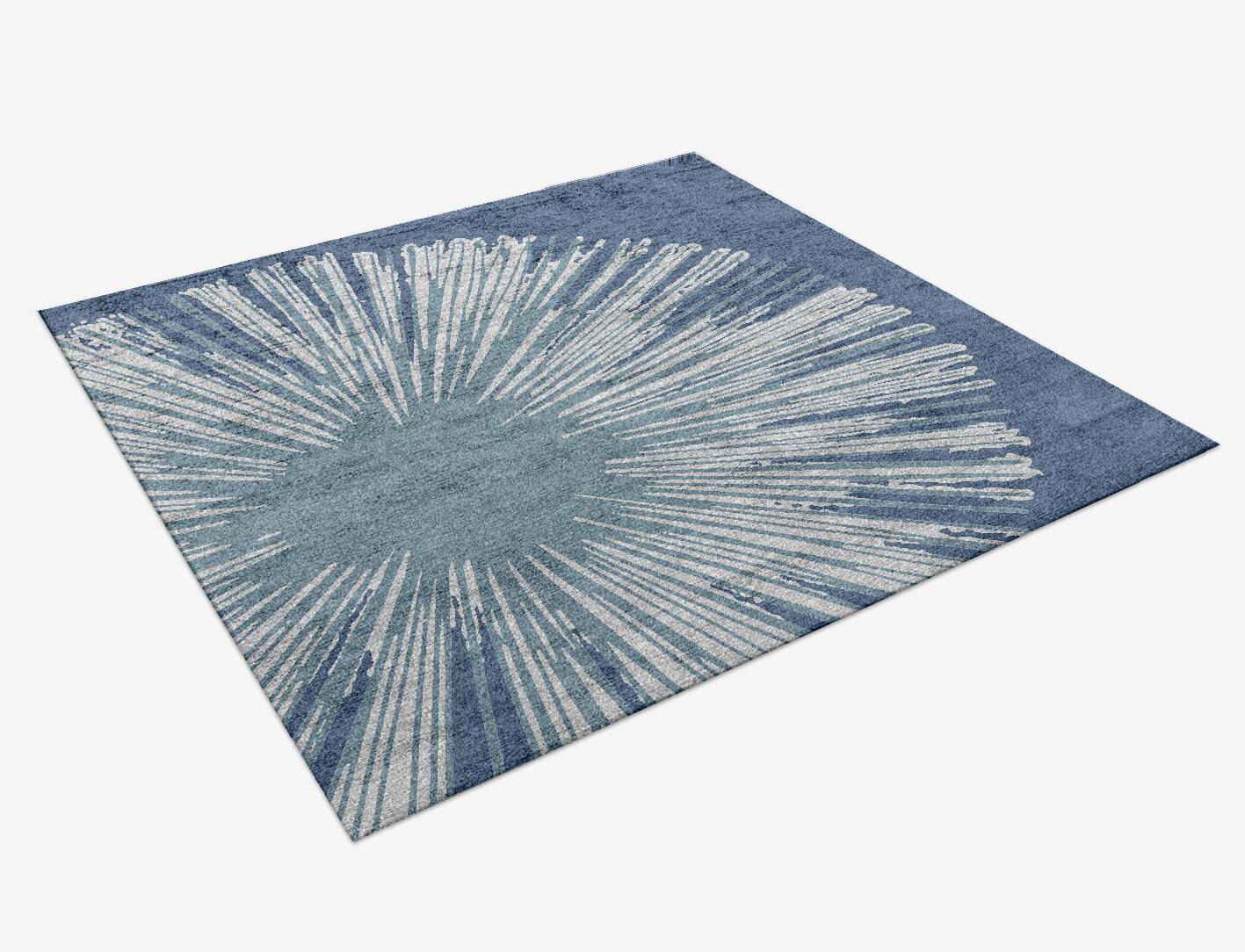 Pour Cerulean Square Hand Knotted Bamboo Silk Custom Rug by Rug Artisan