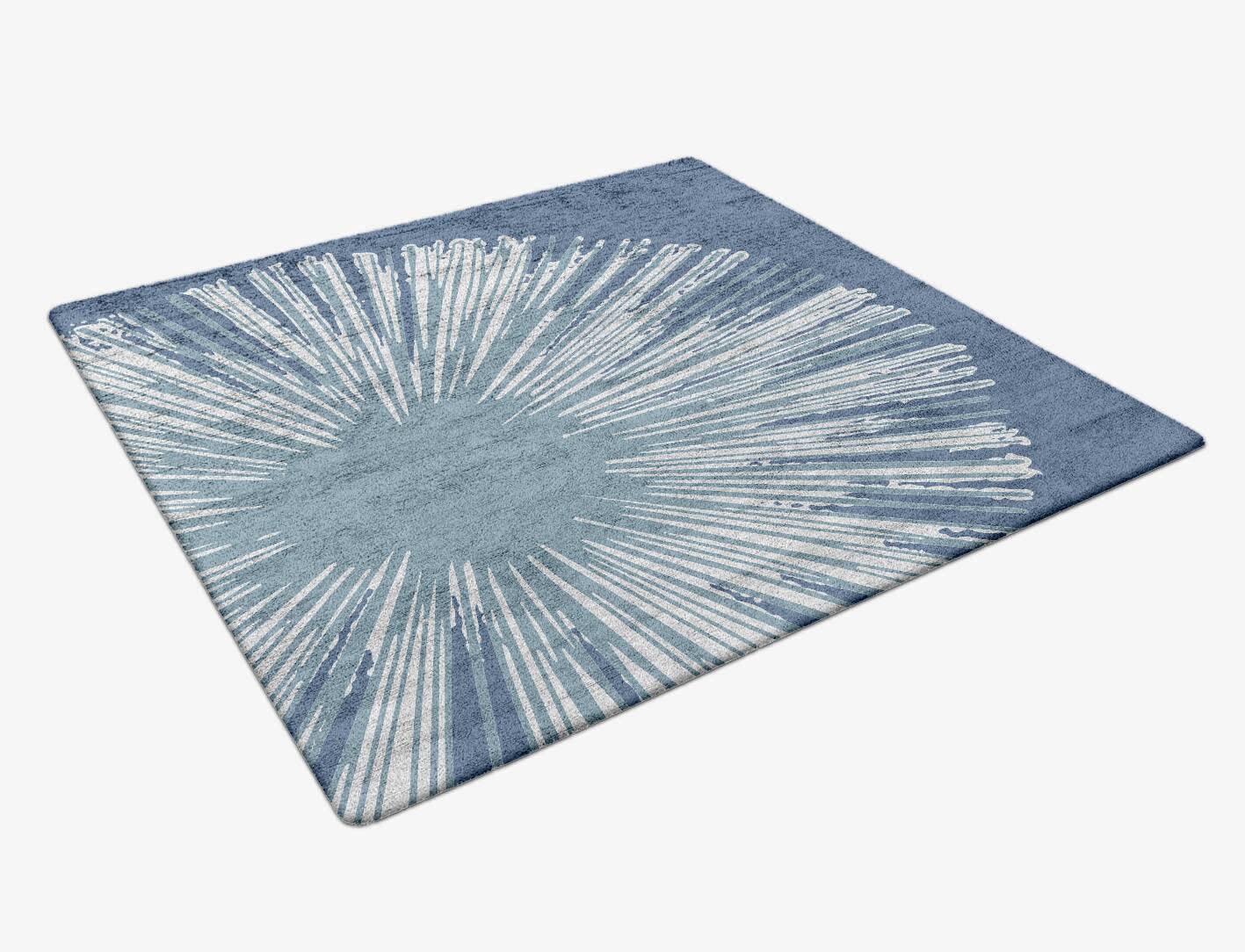 Pour Cerulean Square Hand Tufted Bamboo Silk Custom Rug by Rug Artisan