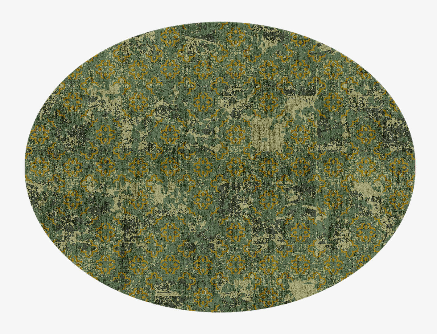 Print Vintage Oval Hand Knotted Bamboo Silk Custom Rug by Rug Artisan