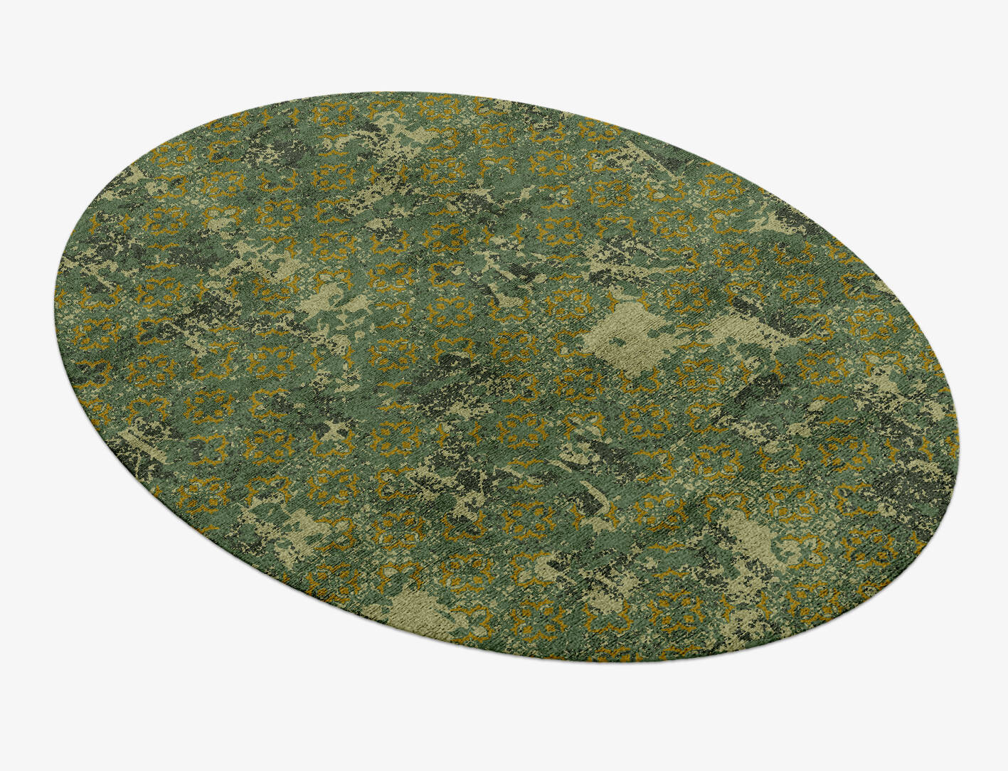 Print Vintage Oval Hand Knotted Bamboo Silk Custom Rug by Rug Artisan